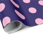 Bold Pink Polka Dots op Navy Blue Cadeaupapier (Rol Hoek)