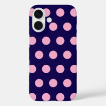 Bold Pink Polka Dots op Navy Blue