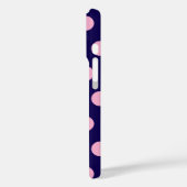 Bold Pink Polka Dots op Navy Blue Case-Mate iPhone Case (Achterkant / Links)