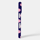 Bold Pink Polka Dots op Navy Blue Case-Mate iPhone Case (Achterkant / Rechts)