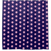 Bold Pink Polka Dots op Navy Blue Douchegordijn (Voorkant)