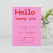 Bold Pink Red 21st Birthday Invite Kaart (Staand voorkant)