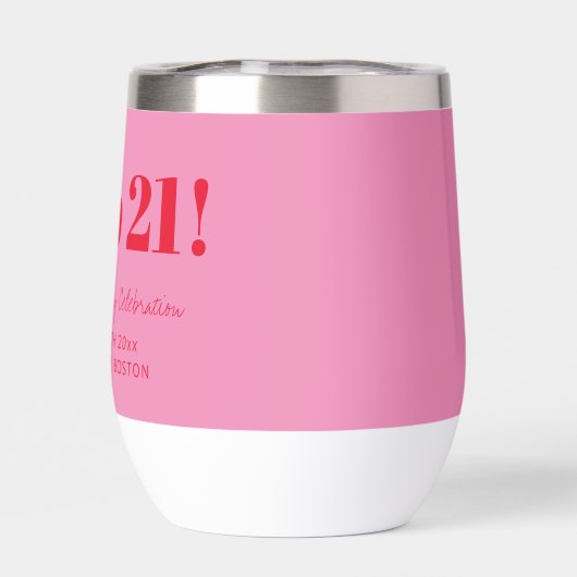 Bold Pink Red Modern 21st Birthday Custom  (Achterkant)
