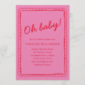 Bold Pink Red Modern Whimsical Border Baby Shower Kaart (Voorkant)