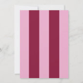 Bold pink red stripe Girls Christmas Invitation Kaart (Achterkant)