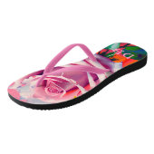 Bold Pink Rose Bohemian Artsy Floral Monogramed Teenslippers (Schuin)