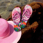 Bold Pink Rose Bohemian Artsy Floral Monogramed Teenslippers