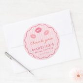 Bold Pink Valentine's Day Bridal Shower Favor Ronde Sticker (Envelop)