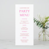 Bold Pink XOXO Girls Night Galentine's Day Party Menu (Staand voorkant)