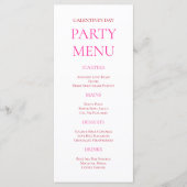 Bold Pink XOXO Girls Night Galentine's Day Party Menu (Voorkant)