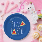 Bold Pizza Birthday Party Restaurant Blue Papieren Bordje (Feest)