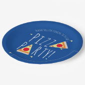 Bold Pizza Birthday Party Restaurant Blue Papieren Bordje (Gekanteld)
