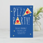 Bold Pizza Birthday Party Restaurant Blue Red Kaart (Staand voorkant)
