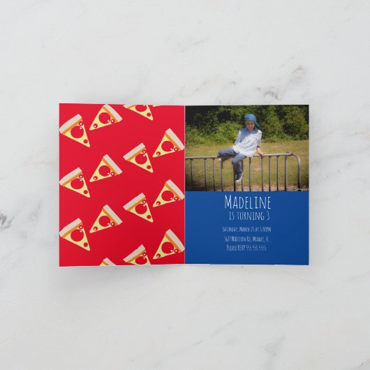 Bold Pizza Birthday Party Restaurant Folded Photo (Binnen)