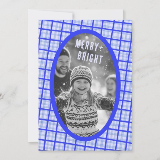 Bold Plaid Gingham Christmas Custom Photo Collage Feestdagenkaart (Voorkant)