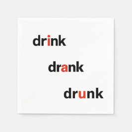 Bold Plain Drink Drank Drunk Spelled Out Cocktail Servet