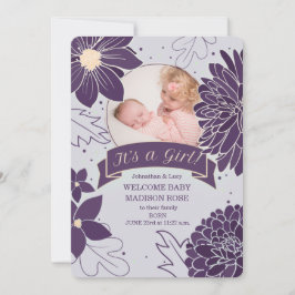 Bold Plum Botanical Het is een meisjesaankondiging Aankondiging
