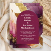 Bold Plum Gouden Bloemboog Trouwen Kaart