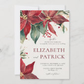 Bold Poinsettia Elegante Kerst Winter Wedding Kaart (Voorkant)