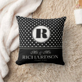 Bold Polka Dots Mr en Mrs Pas getrouwd Monogram Kussen (Deken)