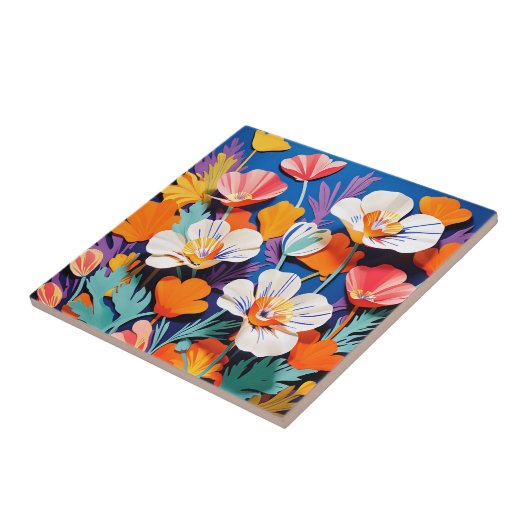 Bold Pop Art California Poppies Tegeltje (Zijkant)
