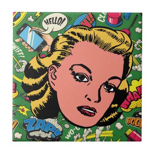Bold Pop Art Charm - Retro Blonde Vrouw Tegeltje (Voorkant)