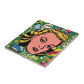 Bold Pop Art Charm - Retro Blonde Vrouw Tegeltje (Zijkant)