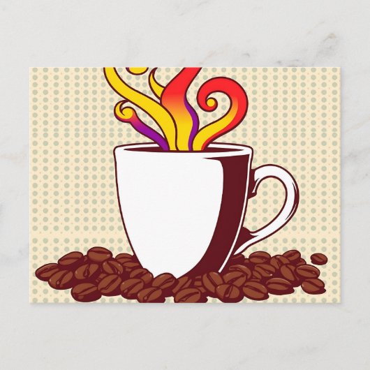 Bold Pop Art Coffee Cup Retro Briefkaart (Voorkant)