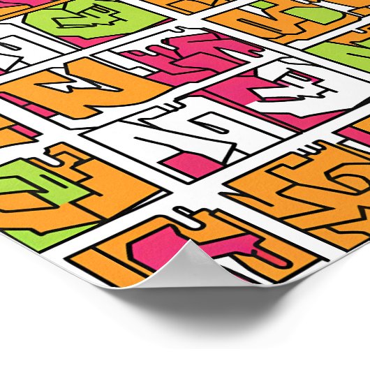 Bold Pop Art Graffiti Seamless Fabric and Paper Poster (Hoek)