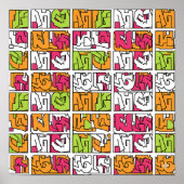 Bold Pop Art Graffiti Seamless Fabric and Paper Poster (Voorkant)