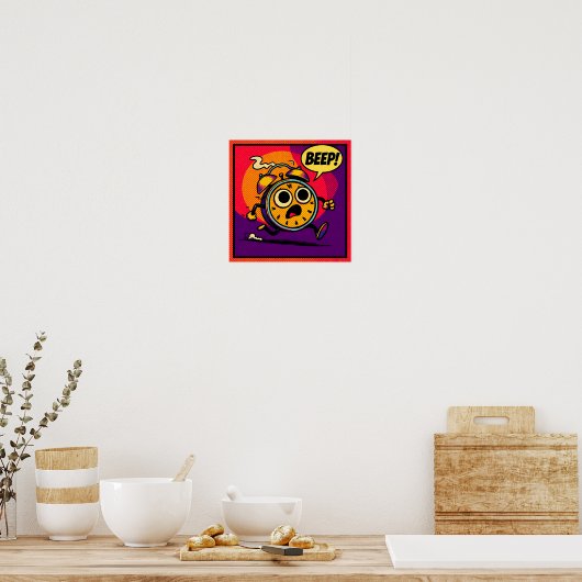 Bold Pop Art Graphic: Ablaze Clock with BEEP! Poster (Keuken)