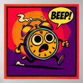 Bold Pop Art Graphic: Ablaze Clock with BEEP! Poster (Voorkant)