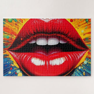 Bold Pop Art Lips Canvas Legpuzzel