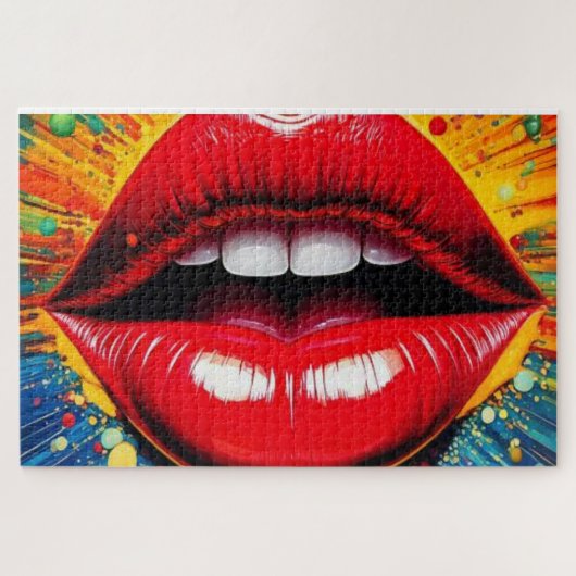 Bold Pop Art Lips Canvas Legpuzzel (Horizontaal)