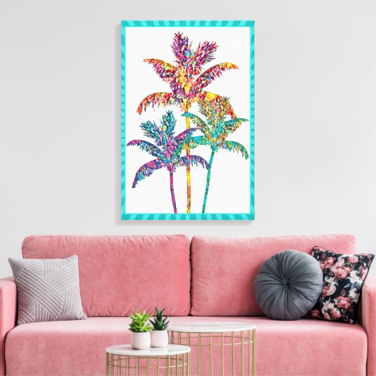 Bold Pop Art Palm Trees Tropical Design Canvas Afdruk (Insitu (Woonkamer))