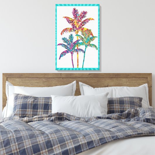 Bold Pop Art Palm Trees Tropical Design Canvas Afdruk (Insitu (Slaapkamer))