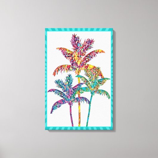 Bold Pop Art Palm Trees Tropical Design Canvas Afdruk (Voorkant)