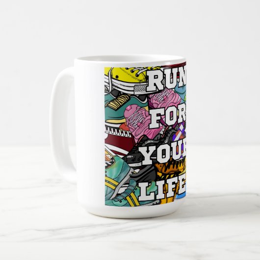 Bold Pop Art Runner Jogger Koffiemok (Voorkant links)