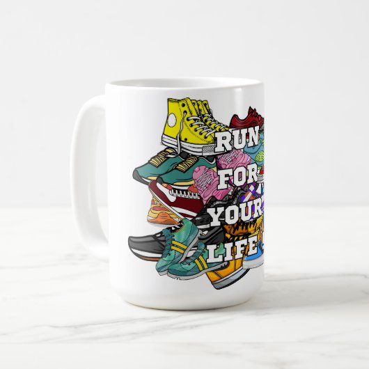 Bold Pop Art Runner Jogger Koffiemok (Voorkant links)