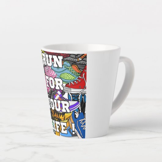 Bold Pop Art Runner Jogger Latte Mok (Rechterhoek)