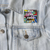 Bold Pop Art Runner Jogger Vierkante Button 5,1 Cm (In situ)