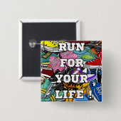 Bold Pop Art Runner Jogger Vierkante Button 5,1 Cm (Voorkant /achterkant)