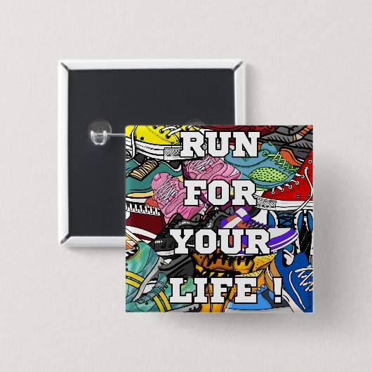 Bold Pop Art Runner Jogger Vierkante Button 5,1 Cm (Voorkant /achterkant)