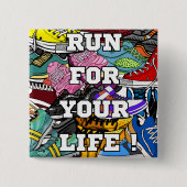 Bold Pop Art Runner Jogger Vierkante Button 5,1 Cm (Voorkant)