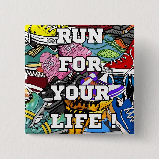 Bold Pop Art Runner Jogger Vierkante Button 5,1 Cm (Voorkant)