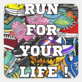 Bold Pop Art Runner Jogger Vierkante Sticker (Voorkant)