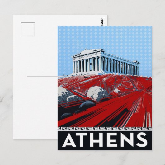 Bold Pop Art Style Athens Parthenon Greece Briefkaart (Voorkant / Achterkant)