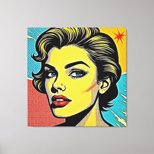 Bold Pop Art Woman Defined Canvas Afdruk (Voorkant)