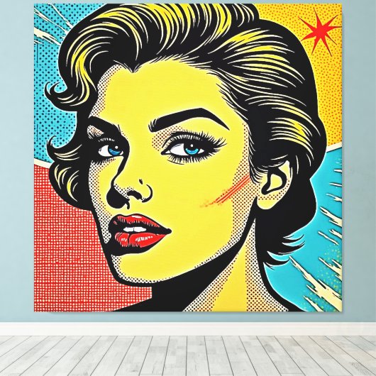 Bold Pop Art Woman Defined Canvas Afdruk (Insitu (Houten vloer))