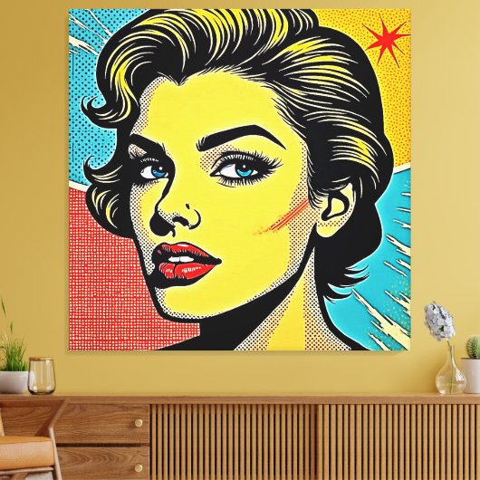 Bold Pop Art Woman Defined Canvas Afdruk (Insitu (Woonkamer))